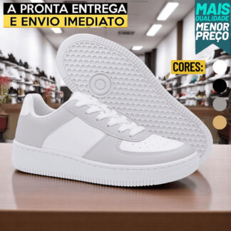 Tenis Feminino Inverno Frio Cinza Branco 34 Ao 43 Super Macio