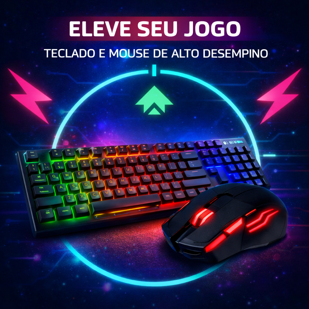 Kit Teclado Gamer Semi Mecânico Led...