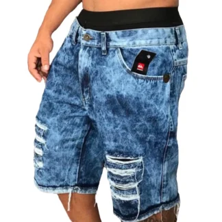 Bermuda Jeans Masculina Slim Fit Rasgada