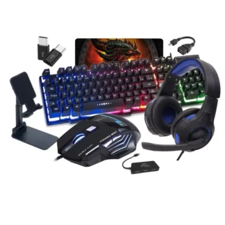 Kit Gamer Completo Teclado LED Mouse Headset e Mobilador