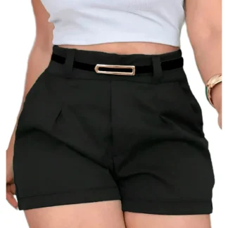 Short Alfaiataria Feminino Cintura Alta Com Cinto