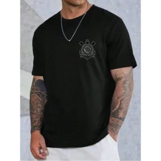Camiseta Unissex TimÃ£o Manga Curta Moda Esportiva T-Shirt Corinthians