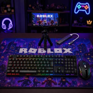 Kit Gamer Mobilador Tipo C com Teclado Mouse Mousepad 30x90 e Tripé