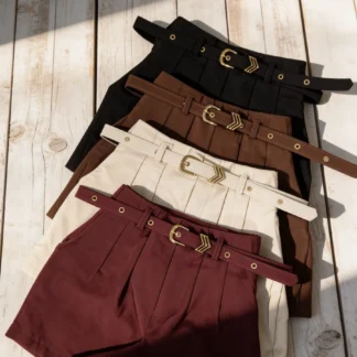 Kit 4 Shorts Femininos Alfaiataria Cintura Alta