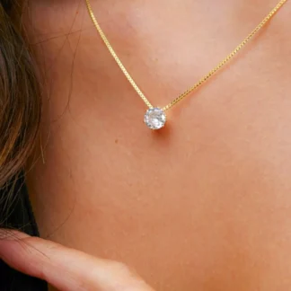 Colar Feminino Classico Ponto de Luz Dourado