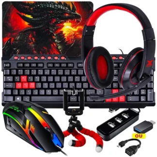 Kit Mobilador Completo com Headset Teclado Mouse Hub e Suporte
