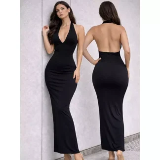 Vestido Longo Suplex Com Costas Abertas
