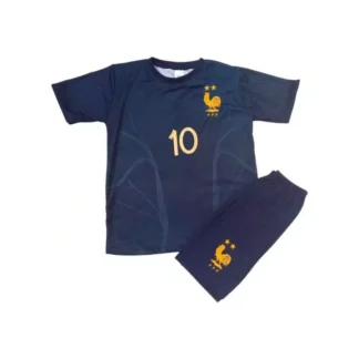 Conjunto FranÃ§a Azul Camisa e Bermuda VerÃ£o Infantil