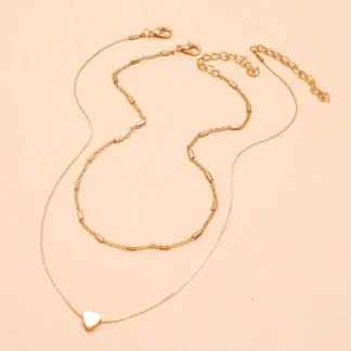 Colar Minimalista Coracao em Camadas Feminino