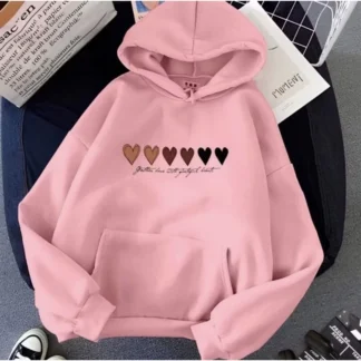 Moletom Feminino Canguru Coracoes Com Capuz