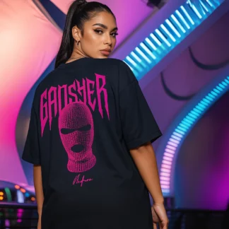 Camiseta Oversized Feminina Streetwear Pink Gangster BT
