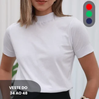 Blusa Feminina Gola Alta Algodao Premium