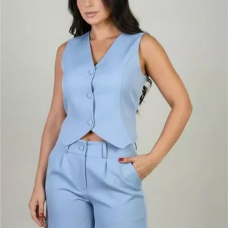 Conjunto Feminino Colete e Shorts Alfaiataria Luxo