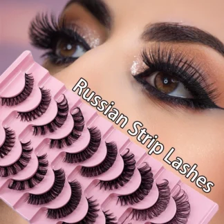 Kit 10 Pares Cilios Posticos Russo Natural