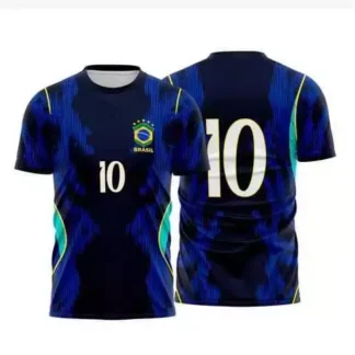 Camisa Azul Brasil Copa Masculina com Bordado 2026