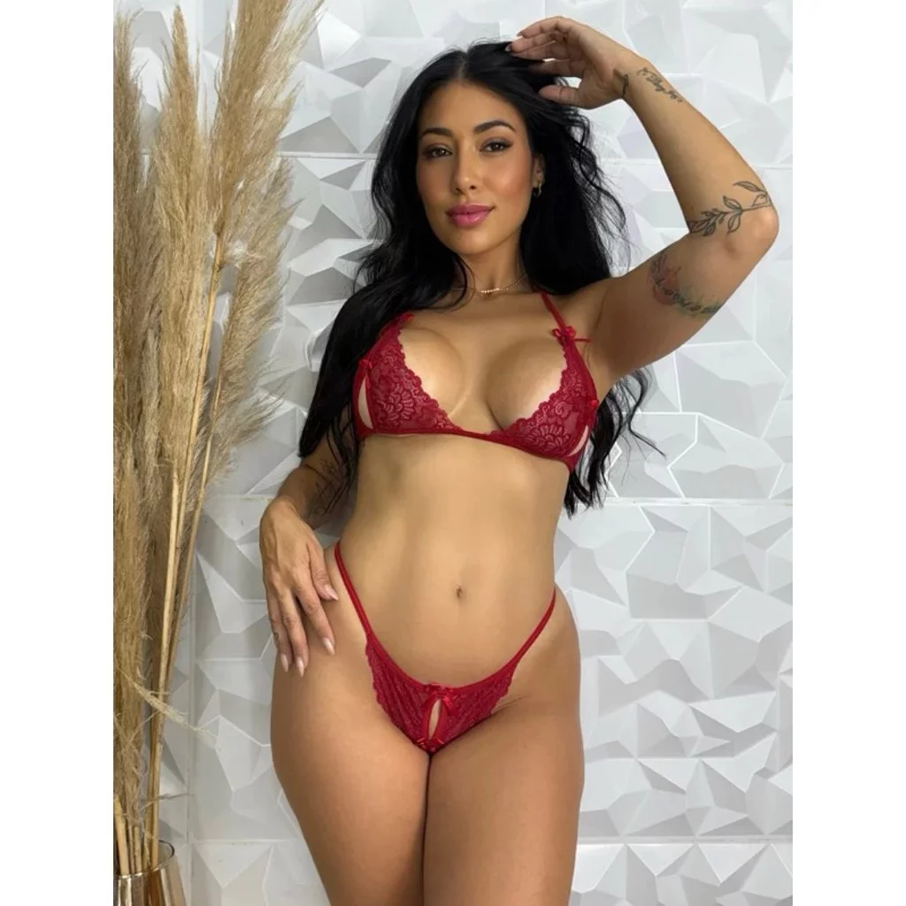 Conjunto Sexy em Renda Sutia e Calc...