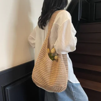 Bolsa de Ombro Boho em Croche Vazada Grande