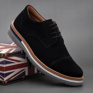 Sapato Oxford Masculino Camurca Brogue Bicolor