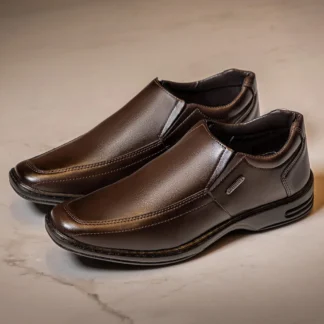 Sapato Social Masculino Calce Facil Elastico Marrom